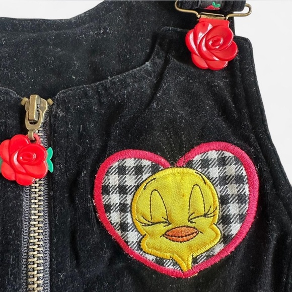 Vintage 90s Looney Tunes Tweety Bird Little Girls Jumper Dress Girls Sz 7/8 - Picture 3 of 6